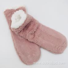 PINK PV fleece home socks non-slip women's socks